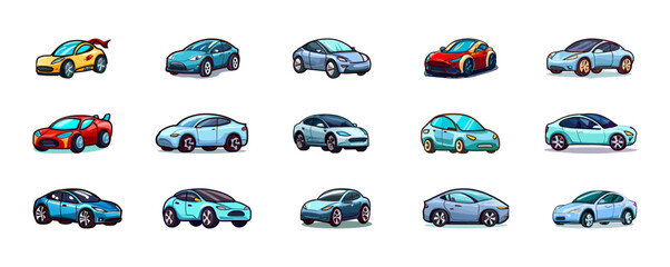 Big set of isolated electric car vector icons. Trendy beat signs for website, apps and UI. Isolated on white background.