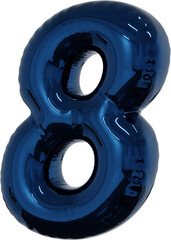 3d rendering of the alphabet letter made of blue foil balloon isolated