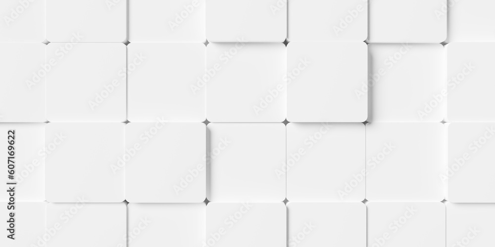 Poster array of offset white rounded cube boxes block background wallpaper banner full frame filling flat l