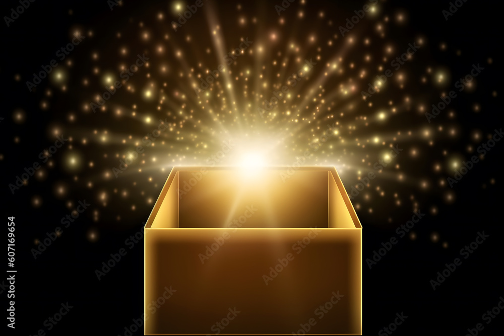 Canvas Prints gift box on a dark magic background with light bokeh. festive background, magic box with a gift. neu