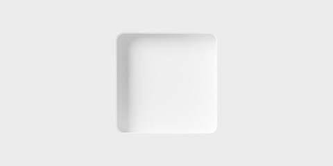 Modern minimal white single inset cut-out rounded square geometrical background flat lay top view from above