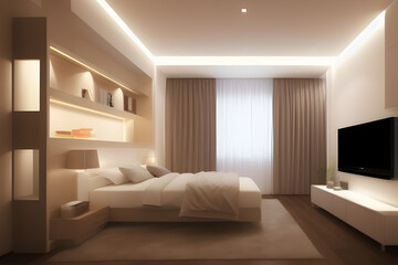 Beautiful interior design of the room, render. Generative AI