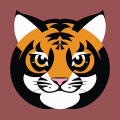 Fototapeta na wymiar Cute vector illustration or icon of a tiger