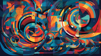 Fototapeta na wymiar Abstract vector circles with swirling vibrant colors