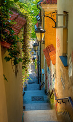 Narrow street with stairs