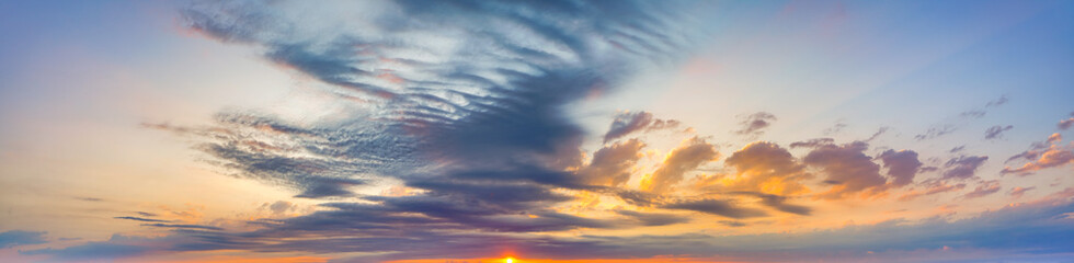 Fototapeta na wymiar Natural background: dramatic sky at sunset