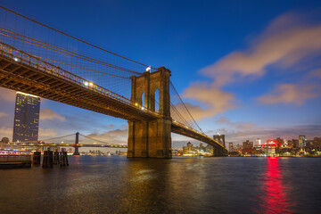 View on Brooklyn bridge and Brooklin at night, New York City