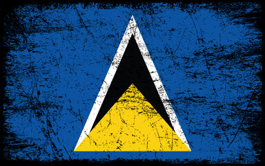 Grunge styled flag of Saint Lucia. Brush stroke background
