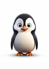 Cute penguin standing on a white background illustration animation style
