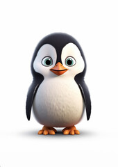 Obraz premium Cute penguin standing on a white background illustration animation style 