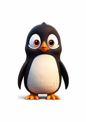 Obraz premium Cute penguin standing on a white background illustration animation style 