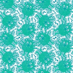 Cartoon monsters seamless emoticons aliens pattern for kids clothes print and wrapping paper and fabrics