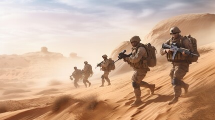 Obraz na płótnie Canvas Special Forces Soldiers at Desert
