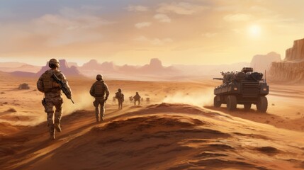 Fototapeta na wymiar Special Forces Soldiers at Desert