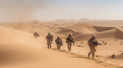 Fototapeta na wymiar Special Forces Soldiers at Desert