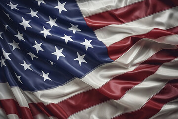 Flag of the United States of America, dramatic lighting, stunning full frame background. Generative art