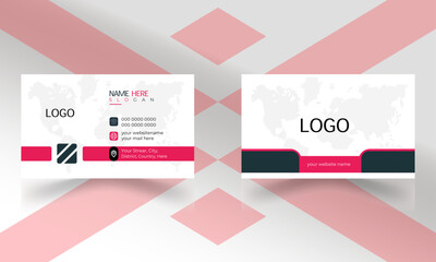 Front and Back View of Business Card or Visiting Card Design Set