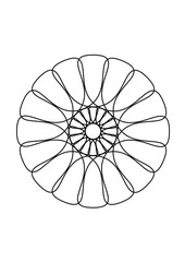 Kreisfläche rotationssymmetrisch gefüllt mit schleifenförmigen linien in blütenförmiger anordnung
