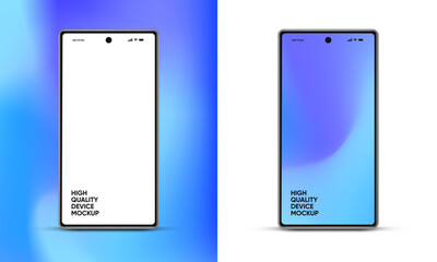 3D realistic high quality smartphone mockup with isolated background. Smart phone mockup collection. Device front view. 3D mobile phone with shadow on white background.