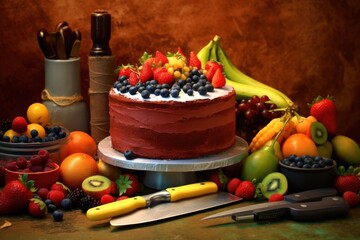 Obraz na płótnie Canvas make Fantastic fruite cake in the kitchen stuff food photography