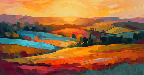  landscape background inspired by the bold colors and brushstrokes of Post-impressionism