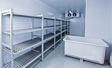 freezer room. Refrigeration chamber for food storage