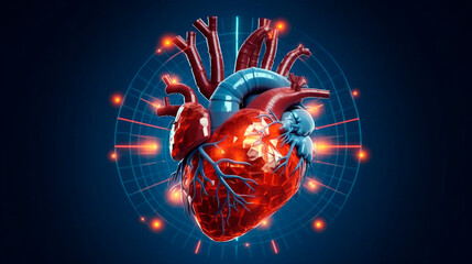 futuristic human heart illustration. Generative Ai. 
