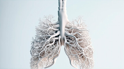 3D human lung, anatomy, white background. Generative Ai.  - obrazy, fototapety, plakaty