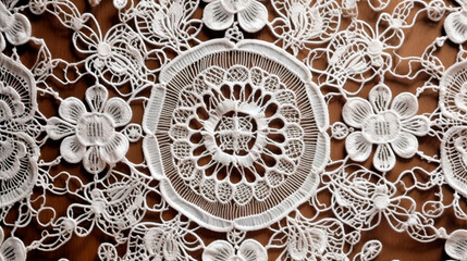 lace doily on a white. Generative Ai. 
