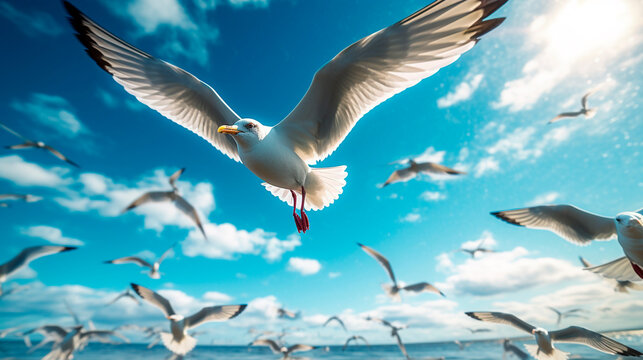 seagull in flight. Generative Ai. 
