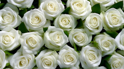 texture of white roses, top view. Generative Ai. 