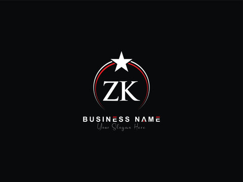 Minimalist Unique ZK Logo Letter, Typography Letter Zk kz Alphabet Logo Icon Design