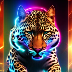 neon-lit Lightning Leopard - generative ai
