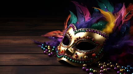 Carnival mask with colorful bead chain