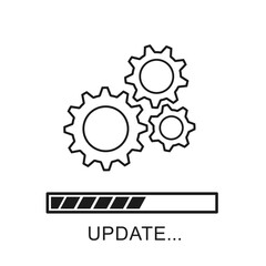 Update icon with gears. Loading or updating files, installing or updating new software etc. Modern flat design. Vector illustration. Isolated on white background