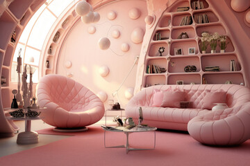 modern pink magical living room