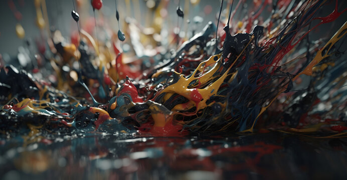 close-up of an abstract form inspired by drip paintings