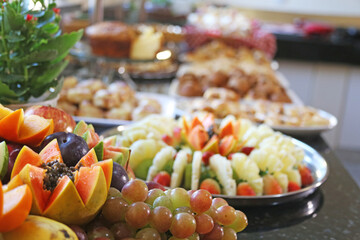 beautiful hotel breakfast table