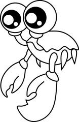Funny crab for coloring book page 