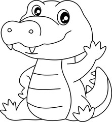 Chibi crocodile for coloring book page
