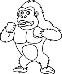 Gorila line art coloring book page 