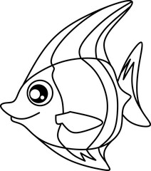 Fish line art for coloring book page