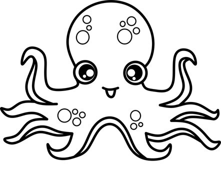 Octopus line art for coloring book page