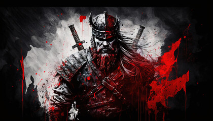 Viking Warrior, Vikings, Generative AI, Illustration	
