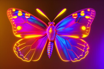 This butterfly image creates a game of neon light and color - generative ai