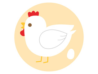 可愛いニワトリ(雌鶏)をイメージしたイラスト
