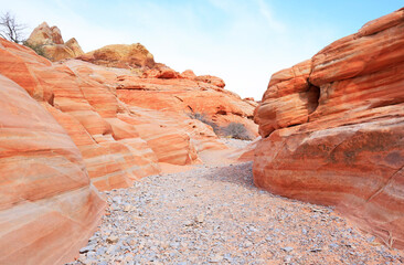 Trail in striped canyon - Valley of Fire State Park, Nevada