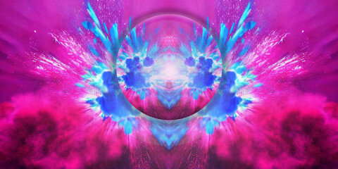 Pink and blue explosion 3d Sphere