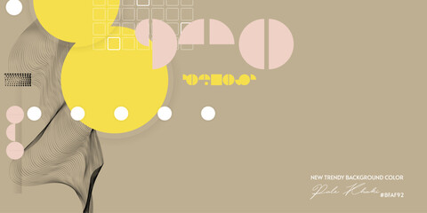 Trend color Pale Khaki poster design Japanese style templates invitations to lines abstract background. Stock illustration artwork business style