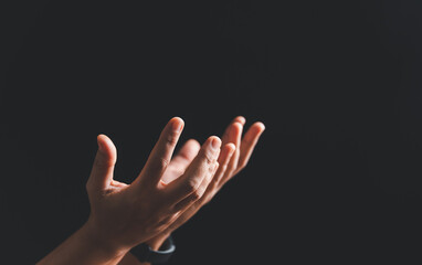 Christian life crisis prayer to god. Woman Pray for god blessing to wishing have a better life. woman hands praying to god with the bible. begging for forgiveness and believe in goodness.